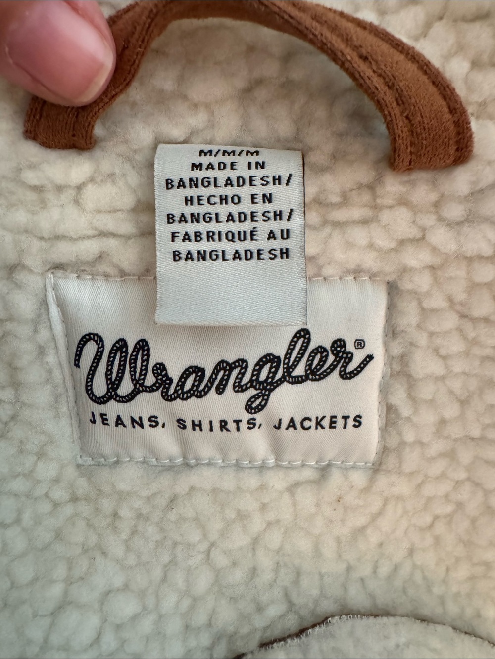 NWOT Wrangler Chestnut Brown Teddy Shearling Jacket with Cream Trim - Picture 3 of 5
